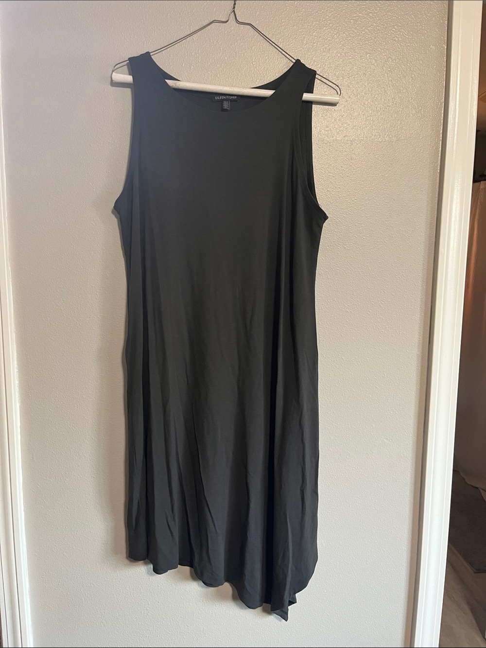 Eileen Fisher Gray Sleeveless Midi A-Line Asymmetrical Dress